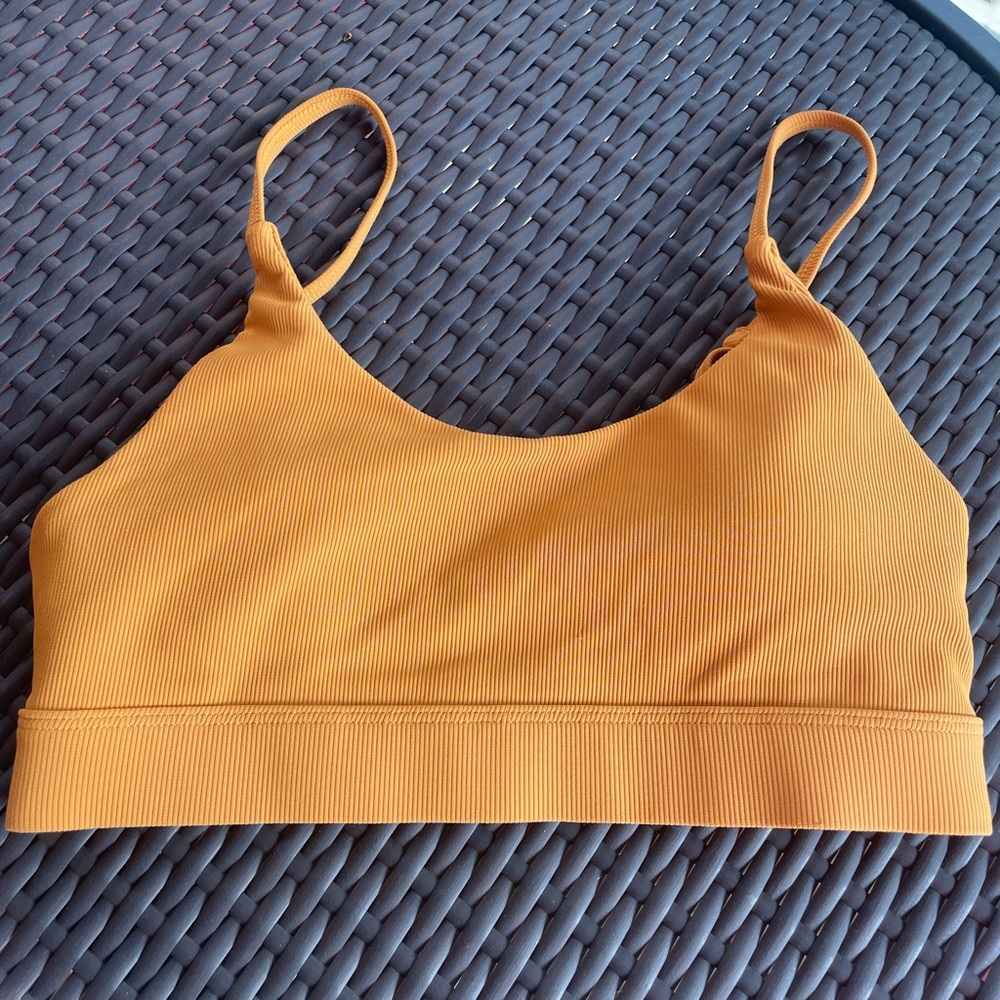 WILO Orange Ribbed Sports Bra Size Small